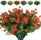 8-Bundle Artificial Outdoor Flower Set – UV-Resistant, No-Fade Faux Mums & Lotus Shrubs for Summer Home, Garden, Porch, Patio, and Office Decor (Orange & Red)